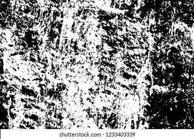 Grunge overlay layer. Abstract black and white vector background. Monochrome vintage surface with dirty pattern in cracks, spots, dots. Old wall in dark horror style design