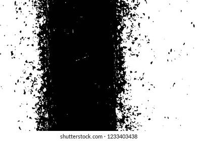 Grunge overlay layer. Abstract black and white vector background. Monochrome vintage surface with dirty pattern in cracks, spots, dots. Old wall in dark horror style design