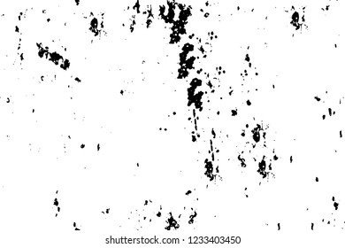 Grunge overlay layer. Abstract black and white vector background. Monochrome vintage surface with dirty pattern in cracks, spots, dots. Old wall in dark horror style design