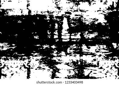 Grunge overlay layer. Abstract black and white vector background. Monochrome vintage surface with dirty pattern in cracks, spots, dots. Old wall in dark horror style design