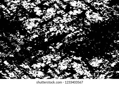 Grunge overlay layer. Abstract black and white vector background. Monochrome vintage surface with dirty pattern in cracks, spots, dots. Old wall in dark horror style design