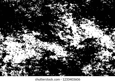 Grunge overlay layer. Abstract black and white vector background. Monochrome vintage surface with dirty pattern in cracks, spots, dots. Old wall in dark horror style design