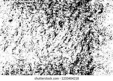 Grunge overlay layer. Abstract black and white vector background. Monochrome vintage surface with dirty pattern in cracks, spots, dots. Old wall in dark horror style design