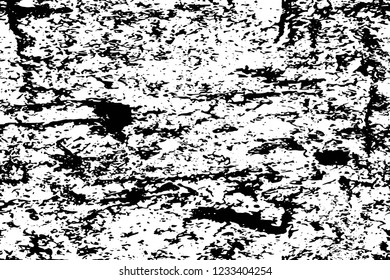 Grunge overlay layer. Abstract black and white vector background. Monochrome vintage surface with dirty pattern in cracks, spots, dots. Old wall in dark horror style design