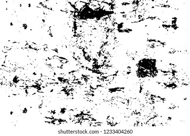 Grunge overlay layer. Abstract black and white vector background. Monochrome vintage surface with dirty pattern in cracks, spots, dots. Old wall in dark horror style design