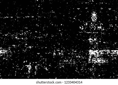 Grunge overlay layer. Abstract black and white vector background. Monochrome vintage surface with dirty pattern in cracks, spots, dots. Old wall in dark horror style design