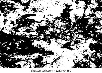 Grunge overlay layer. Abstract black and white vector background. Monochrome vintage surface with dirty pattern in cracks, spots, dots. Old wall in dark horror style design