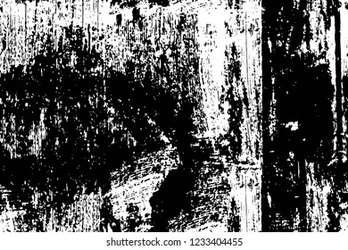 Grunge overlay layer. Abstract black and white vector background. Monochrome vintage surface with dirty pattern in cracks, spots, dots. Old wall in dark horror style design