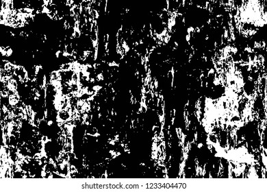 Grunge overlay layer. Abstract black and white vector background. Monochrome vintage surface with dirty pattern in cracks, spots, dots. Old wall in dark horror style design