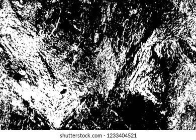 Grunge overlay layer. Abstract black and white vector background. Monochrome vintage surface with dirty pattern in cracks, spots, dots. Old wall in dark horror style design