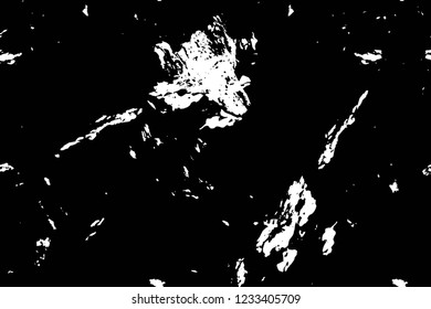 Grunge overlay layer. Abstract black and white vector background. Monochrome vintage surface with dirty pattern in cracks, spots, dots. Old wall in dark horror style design