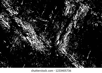 Grunge overlay layer. Abstract black and white vector background. Monochrome vintage surface with dirty pattern in cracks, spots, dots. Old wall in dark horror style design