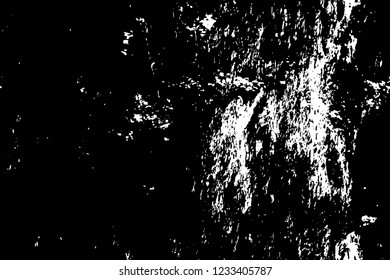Grunge overlay layer. Abstract black and white vector background. Monochrome vintage surface with dirty pattern in cracks, spots, dots. Old wall in dark horror style design