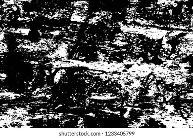 Grunge overlay layer. Abstract black and white vector background. Monochrome vintage surface with dirty pattern in cracks, spots, dots. Old wall in dark horror style design