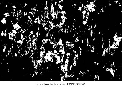 Grunge overlay layer. Abstract black and white vector background. Monochrome vintage surface with dirty pattern in cracks, spots, dots. Old wall in dark horror style design