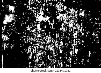 Grunge overlay layer. Abstract black and white vector background. Monochrome vintage surface with dirty pattern in cracks, spots, dots. Old wall in dark horror style design