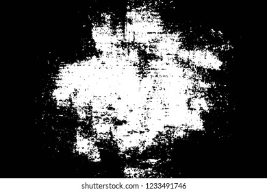 Grunge overlay layer. Abstract black and white vector background. Monochrome vintage surface with dirty pattern in cracks, spots, dots. Old wall in dark horror style design