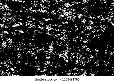 Grunge overlay layer. Abstract black and white vector background. Monochrome vintage surface with dirty pattern in cracks, spots, dots. Old wall in dark horror style design