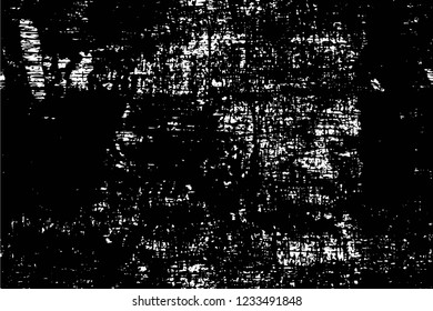 Grunge overlay layer. Abstract black and white vector background. Monochrome vintage surface with dirty pattern in cracks, spots, dots. Old wall in dark horror style design
