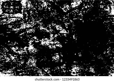 Grunge overlay layer. Abstract black and white vector background. Monochrome vintage surface with dirty pattern in cracks, spots, dots. Old wall in dark horror style design