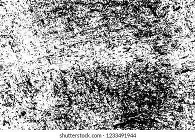 Grunge overlay layer. Abstract black and white vector background. Monochrome vintage surface with dirty pattern in cracks, spots, dots. Old wall in dark horror style design