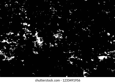 Grunge overlay layer. Abstract black and white vector background. Monochrome vintage surface with dirty pattern in cracks, spots, dots. Old wall in dark horror style design