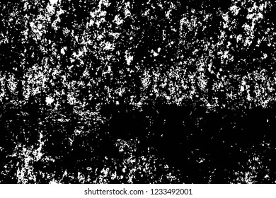 Grunge overlay layer. Abstract black and white vector background. Monochrome vintage surface with dirty pattern in cracks, spots, dots. Old wall in dark horror style design