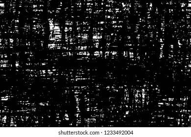 Grunge overlay layer. Abstract black and white vector background. Monochrome vintage surface with dirty pattern in cracks, spots, dots. Old wall in dark horror style design