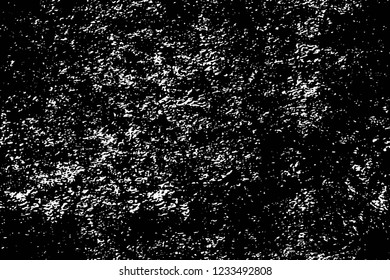 Grunge overlay layer. Abstract black and white vector background. Monochrome vintage surface with dirty pattern in cracks, spots, dots. Old wall in dark horror style design