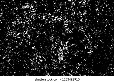 Grunge overlay layer. Abstract black and white vector background. Monochrome vintage surface with dirty pattern in cracks, spots, dots. Old wall in dark horror style design