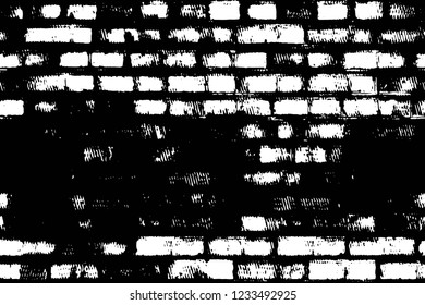 Grunge overlay layer. Abstract black and white vector background. Monochrome vintage surface with dirty pattern in cracks, spots, dots. Old wall in dark horror style design