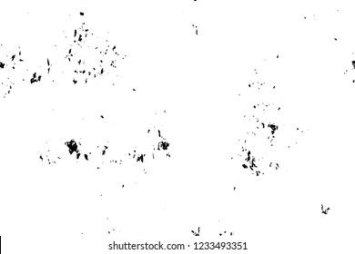Grunge overlay layer. Abstract black and white vector background. Monochrome vintage surface with dirty pattern in cracks, spots, dots. Old wall in dark horror style design