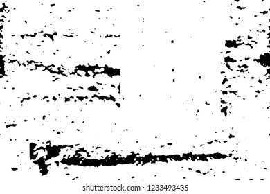 Grunge overlay layer. Abstract black and white vector background. Monochrome vintage surface with dirty pattern in cracks, spots, dots. Old wall in dark horror style design