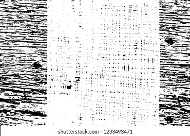 Grunge overlay layer. Abstract black and white vector background. Monochrome vintage surface with dirty pattern in cracks, spots, dots. Old wall in dark horror style design