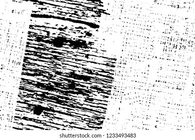 Grunge overlay layer. Abstract black and white vector background. Monochrome vintage surface with dirty pattern in cracks, spots, dots. Old wall in dark horror style design