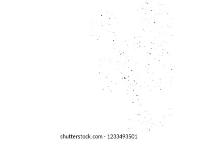 Grunge overlay layer. Abstract black and white vector background. Monochrome vintage surface with dirty pattern in cracks, spots, dots. Old wall in dark horror style design