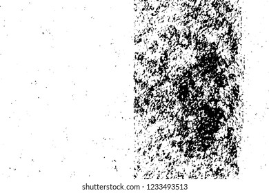 Grunge overlay layer. Abstract black and white vector background. Monochrome vintage surface with dirty pattern in cracks, spots, dots. Old wall in dark horror style design
