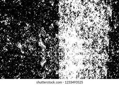 Grunge overlay layer. Abstract black and white vector background. Monochrome vintage surface with dirty pattern in cracks, spots, dots. Old wall in dark horror style design