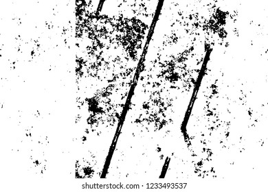 Grunge overlay layer. Abstract black and white vector background. Monochrome vintage surface with dirty pattern in cracks, spots, dots. Old wall in dark horror style design