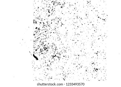 Grunge overlay layer. Abstract black and white vector background. Monochrome vintage surface with dirty pattern in cracks, spots, dots. Old wall in dark horror style design