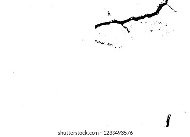 Grunge overlay layer. Abstract black and white vector background. Monochrome vintage surface with dirty pattern in cracks, spots, dots. Old wall in dark horror style design