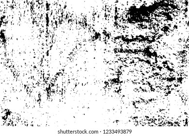 Grunge overlay layer. Abstract black and white vector background. Monochrome vintage surface with dirty pattern in cracks, spots, dots. Old wall in dark horror style design