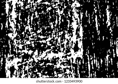 Grunge overlay layer. Abstract black and white vector background. Monochrome vintage surface with dirty pattern in cracks, spots, dots. Old wall in dark horror style design
