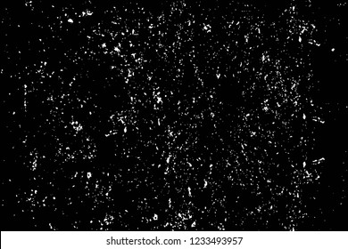 Grunge overlay layer. Abstract black and white vector background. Monochrome vintage surface with dirty pattern in cracks, spots, dots. Old wall in dark horror style design