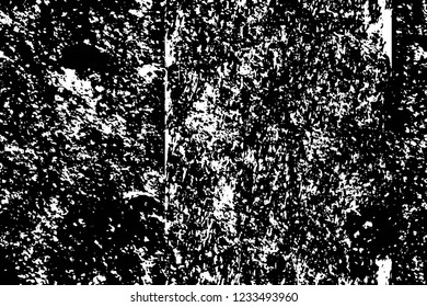 Grunge overlay layer. Abstract black and white vector background. Monochrome vintage surface with dirty pattern in cracks, spots, dots. Old wall in dark horror style design
