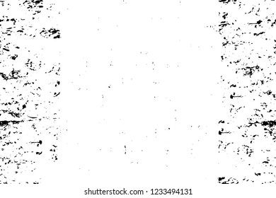 Grunge overlay layer. Abstract black and white vector background. Monochrome vintage surface with dirty pattern in cracks, spots, dots. Old wall in dark horror style design