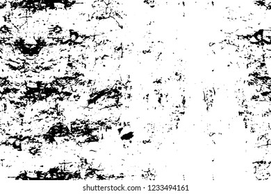 Grunge overlay layer. Abstract black and white vector background. Monochrome vintage surface with dirty pattern in cracks, spots, dots. Old wall in dark horror style design