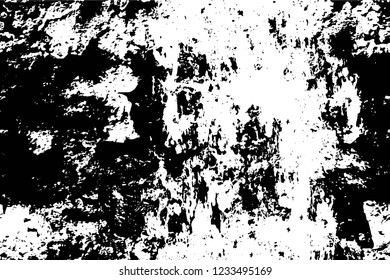 Grunge overlay layer. Abstract black and white vector background. Monochrome vintage surface with dirty pattern in cracks, spots, dots. Old wall in dark horror style design