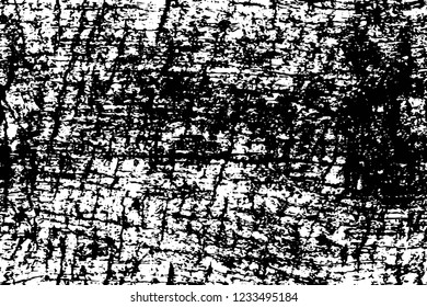 Grunge overlay layer. Abstract black and white vector background. Monochrome vintage surface with dirty pattern in cracks, spots, dots. Old wall in dark horror style design