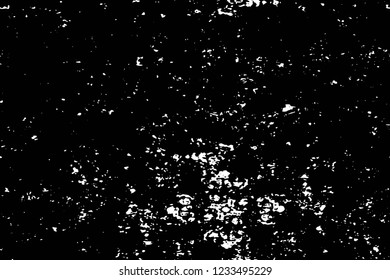 Grunge overlay layer. Abstract black and white vector background. Monochrome vintage surface with dirty pattern in cracks, spots, dots. Old wall in dark horror style design